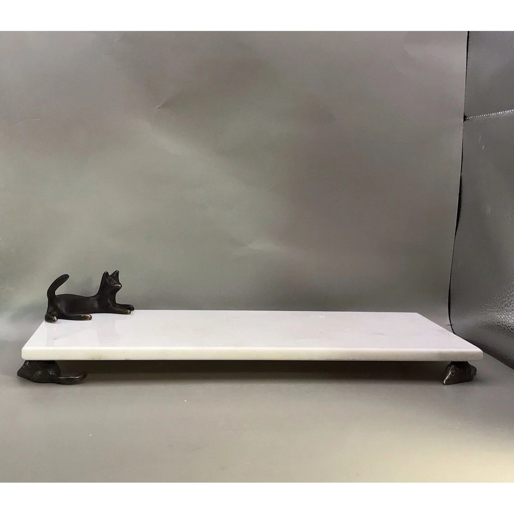 VTG Michael Aram Cat Mouse Marble Cutting Serving Cheese Board Tray No Knife